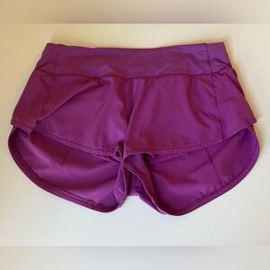 lululemon purple speed up shorts